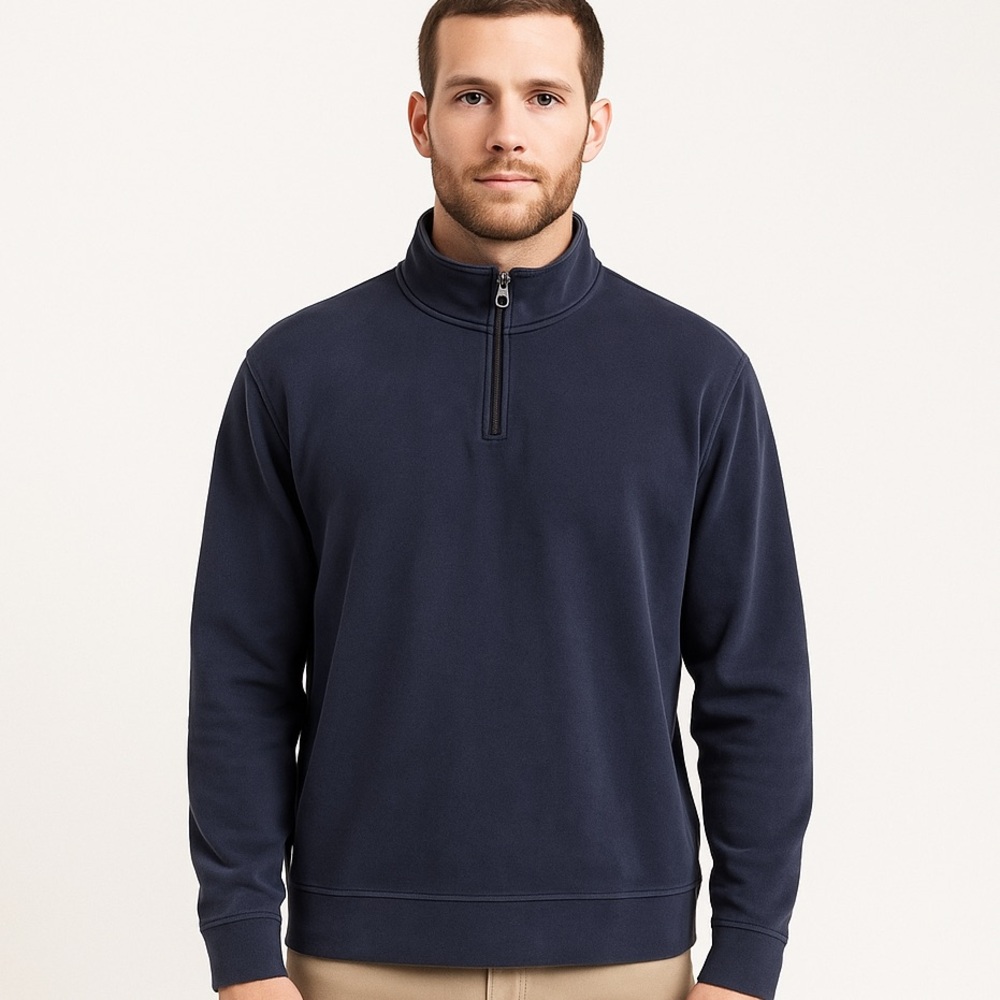 John Ashford Navy Quarter Zip Pullover Sweater Men’s Size M